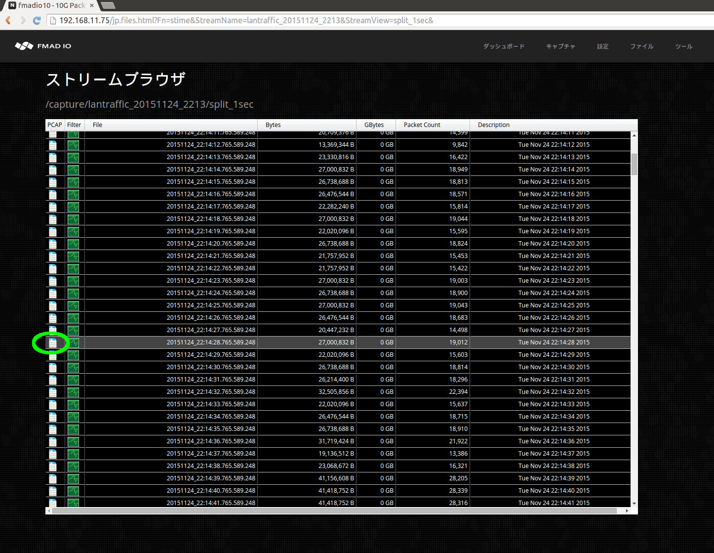 10g packet capture manual PCAP download split 1sec download