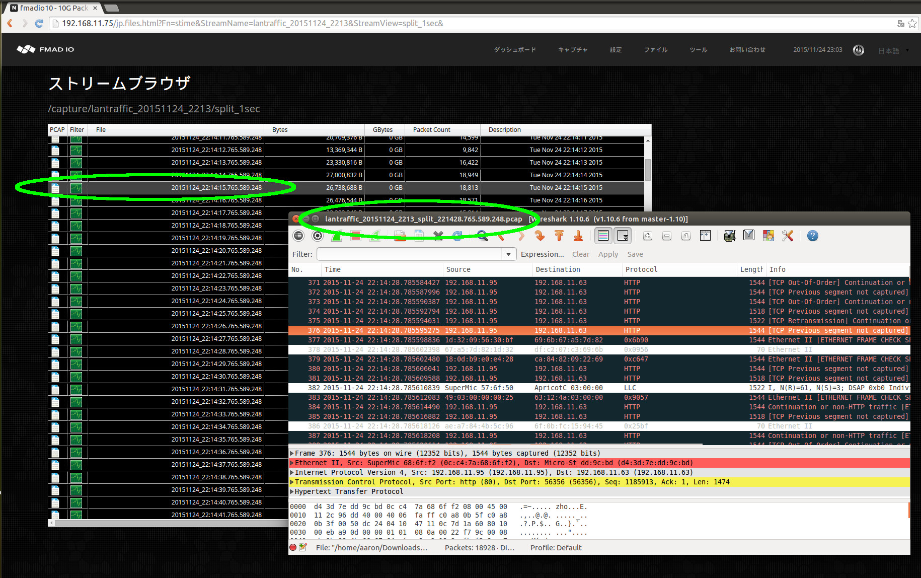 10g packet capture manual PCAP download split 1sec download wireshark